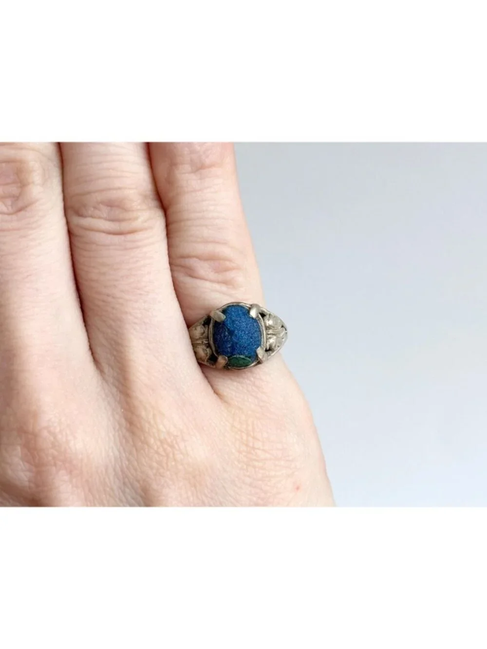 Lapis Lazuli Oval Cabochon Southwest Sterling Silver 925 Vintage Ring - sz 5.5